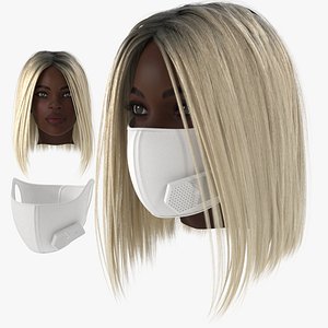 Electronic Air Purifier Mask on Female Face 3D model