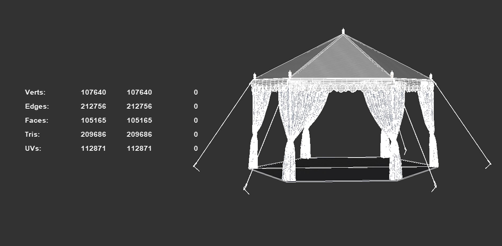 Luxury Gala Event Tent  Hexagonal Marquee Gazebo 3D Model 3D model https://p.turbosquid.com/ts-thumb/ce/tDwT5m/x4/ploycount/jpg/1768076457/1920x1080/fit_q87/74f2a5afec02e220a214fa5d1a2c6a203ec7bc1e/ploycount.jpg