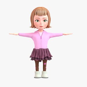 Cartoon little girl rigged