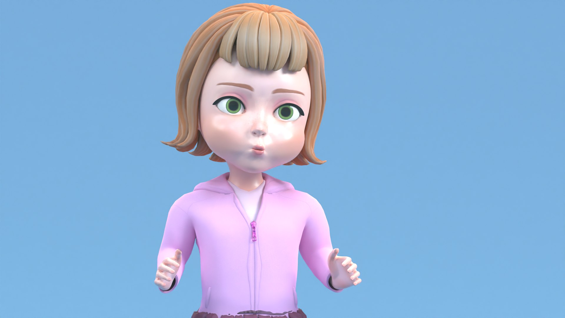 Cartoon Little Girl Rigged Model - TurboSquid 2041326