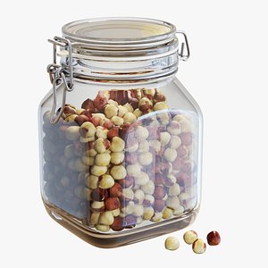 3D Food Set 24  Glass Jar with Hazelnuts