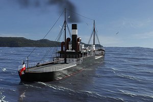 3D 1905 german cargo steamer
