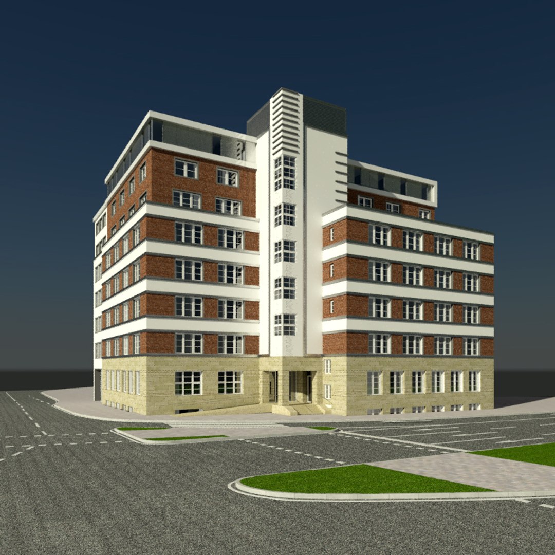 Old Office Building Crossroad 3d Model