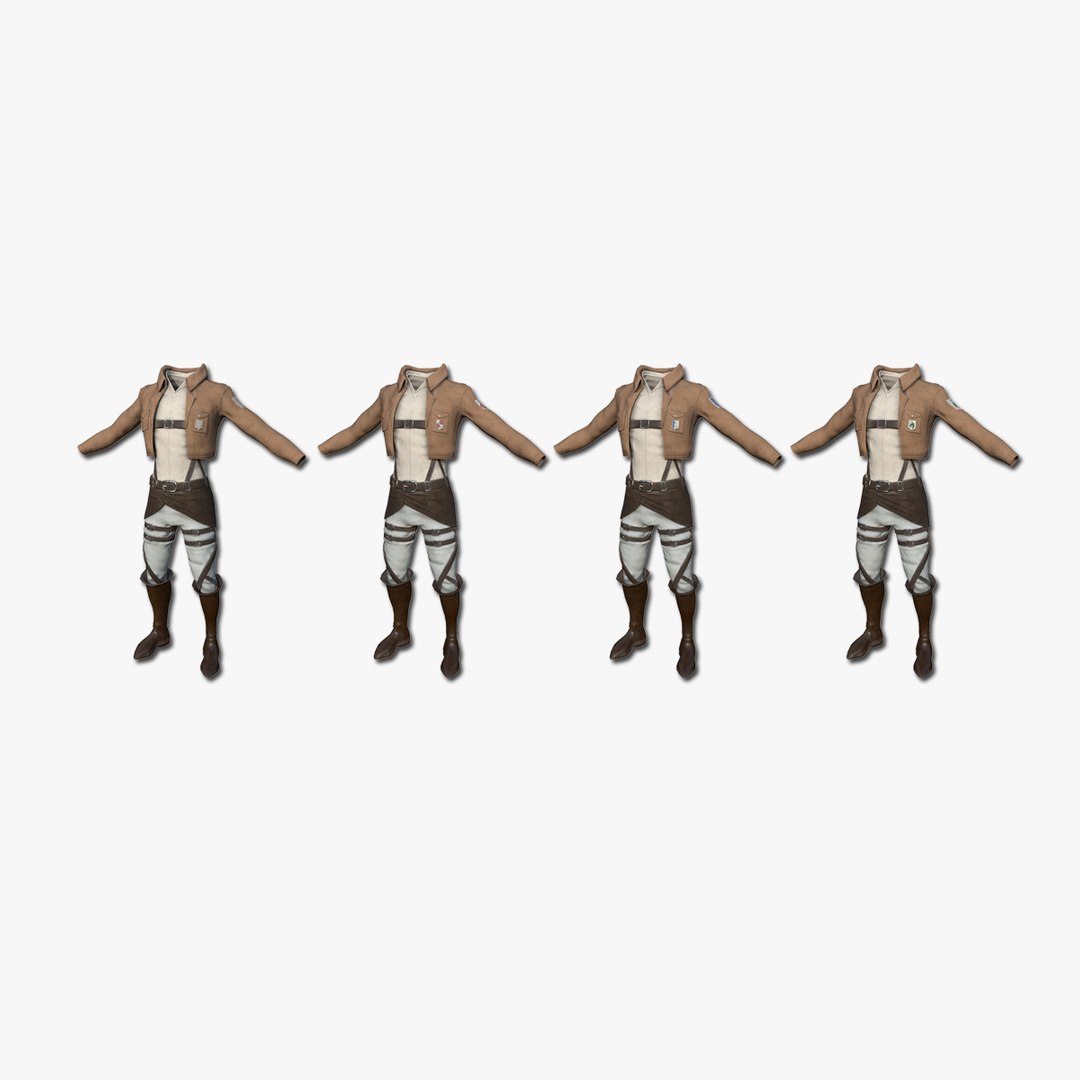 04 Attack On Titan Outfit Collection - Character Design Anime 3D Model -  TurboSquid 1788255