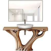 Console table made of driftwood with a sink in a rustic style 3D model