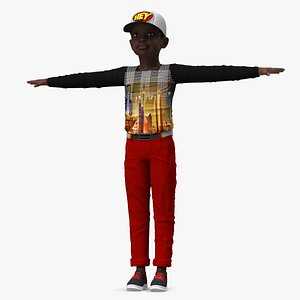 3D Black Child Boy Street Style Rigged