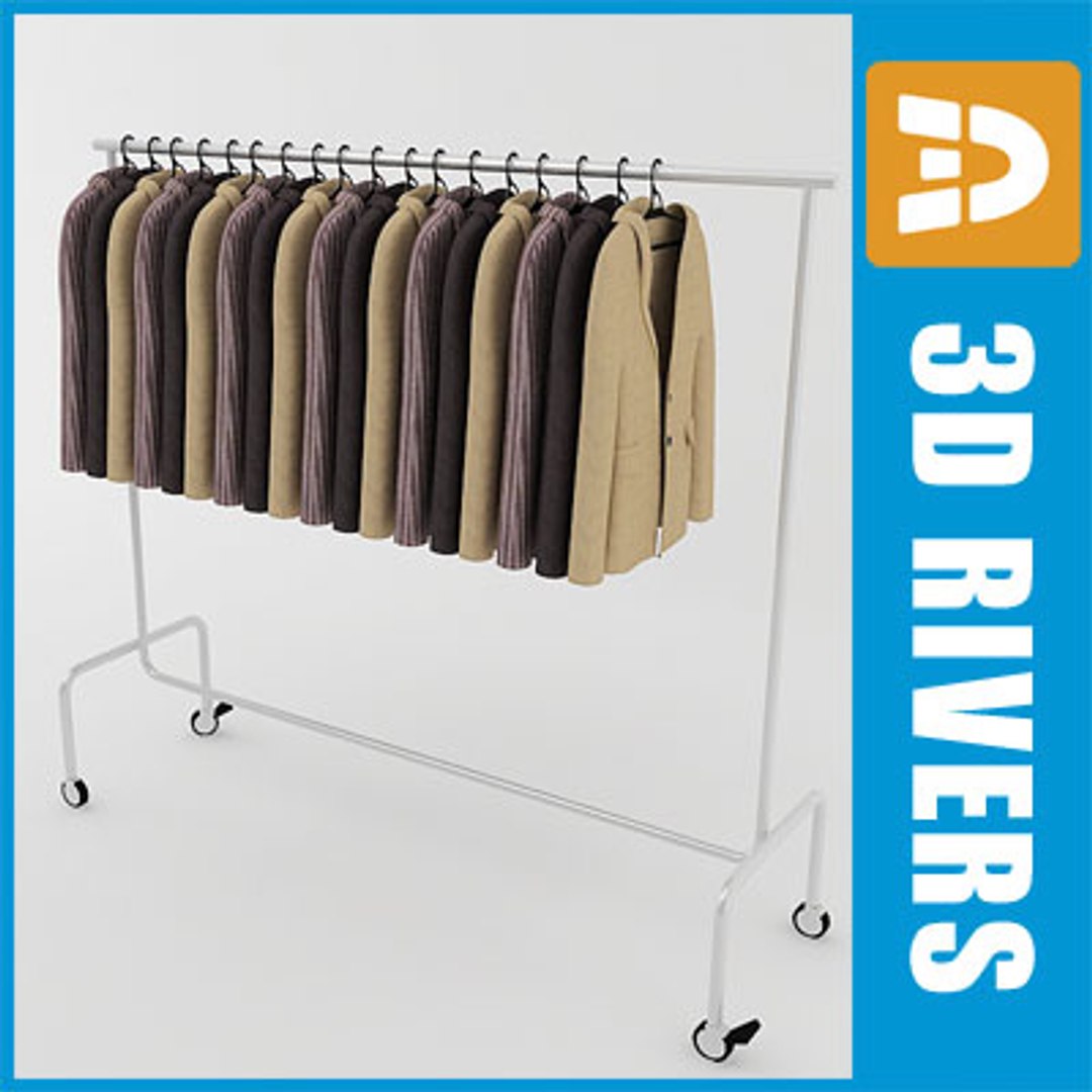3d retail clothing rack jackets model