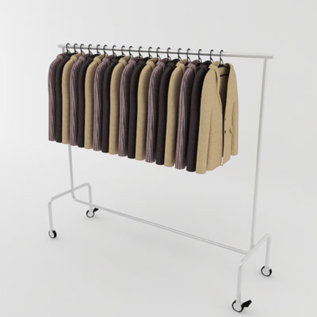 3d retail clothing rack jackets model