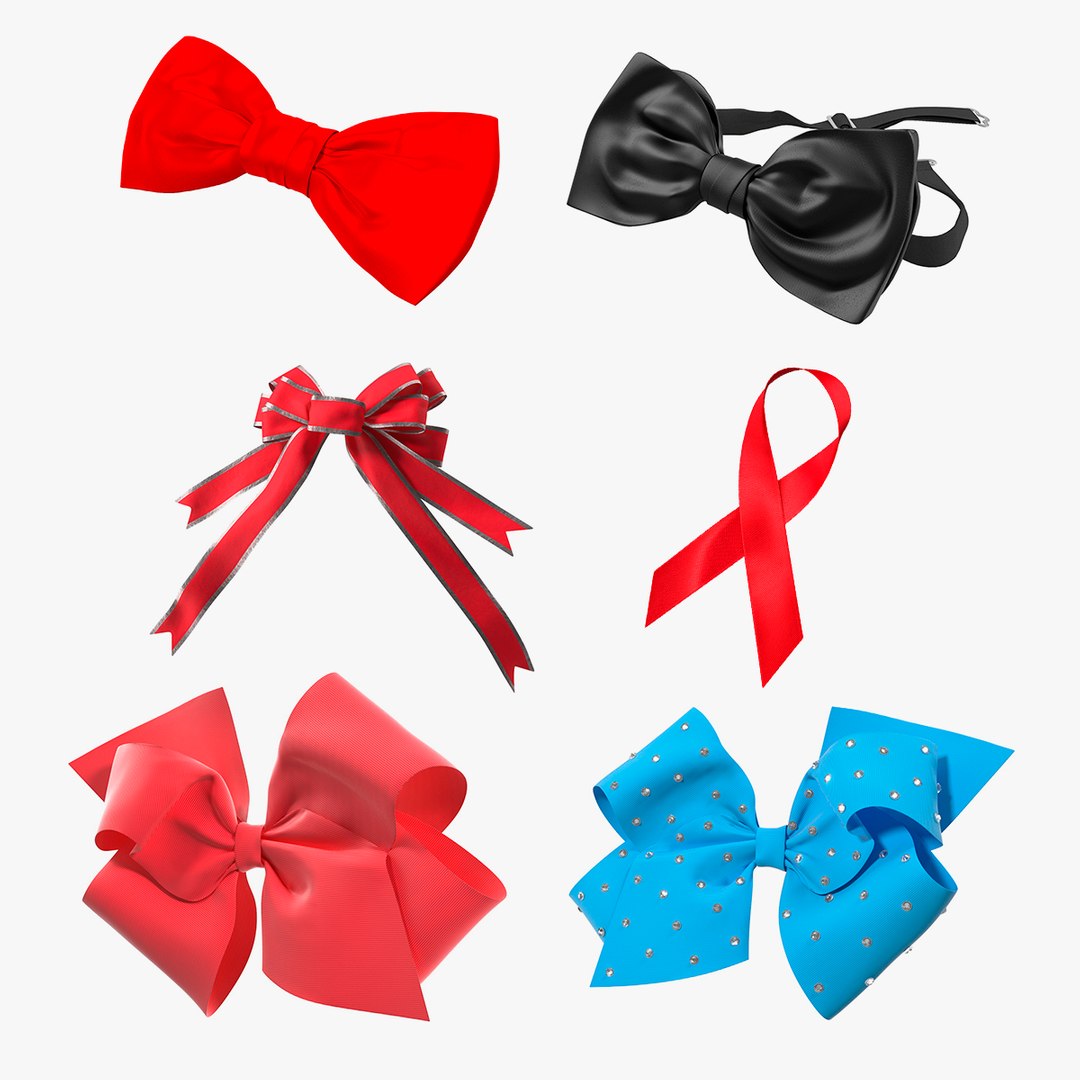 Fashion Accessories Bowtie and Hair Bows Collection 2 3D model preview