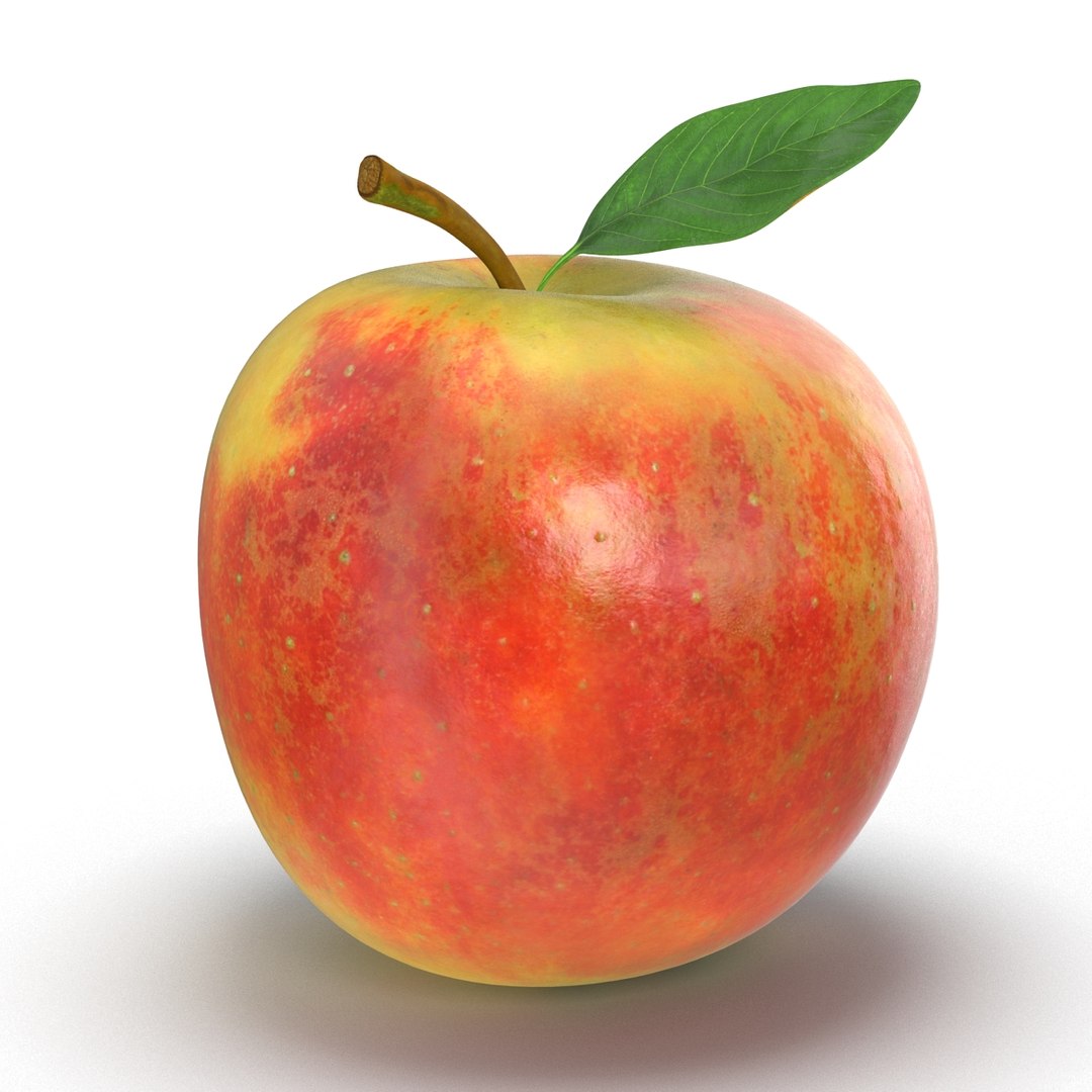 Apple Fruit With Green Leaf 3D model preview