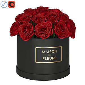 3D red roses box
