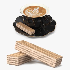 Cappuccino Cup with Cream Filled Wafer Black
