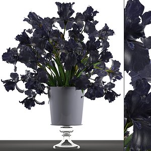 3D model flower bouquet black