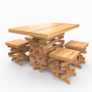 3D Dining Table Pile of Wood model