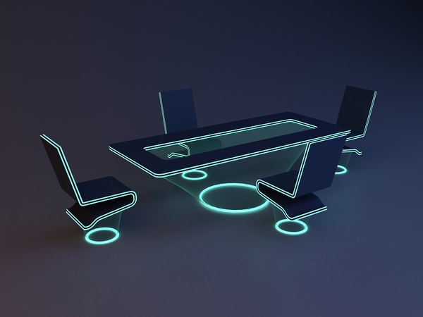 3D Scifi Futuristic office furniture model