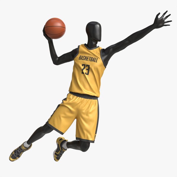 3D Male Mannequin in Basketball Uniform in Action 01 model