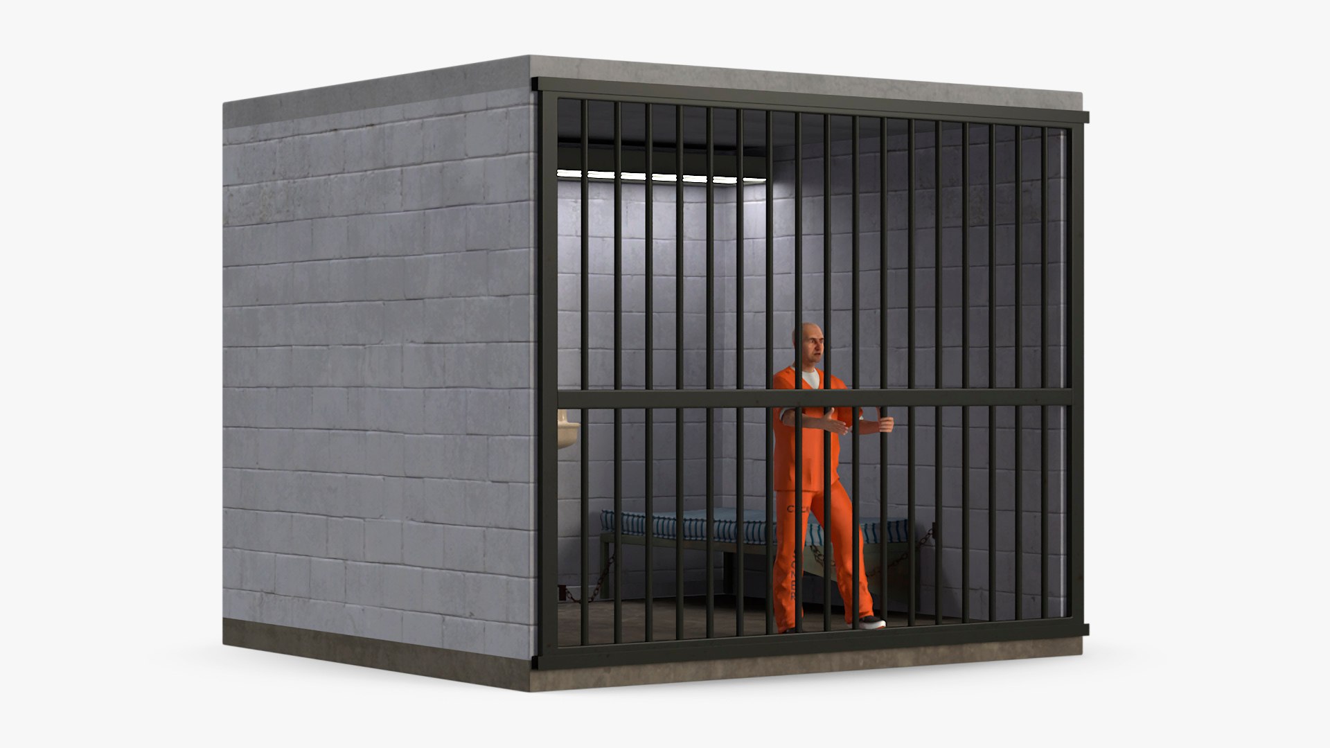 Prisoner in Jail Cell 3D model preview