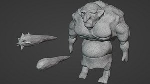 3D Huge Troll Ogre Leader Game Ready