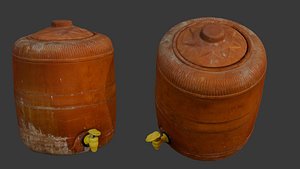 3D Traditional Terracotta Water Pot Scan With Lid