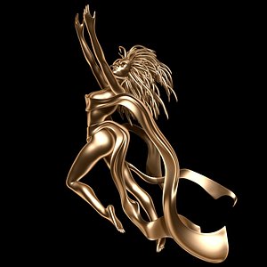 3D model golden woman statue