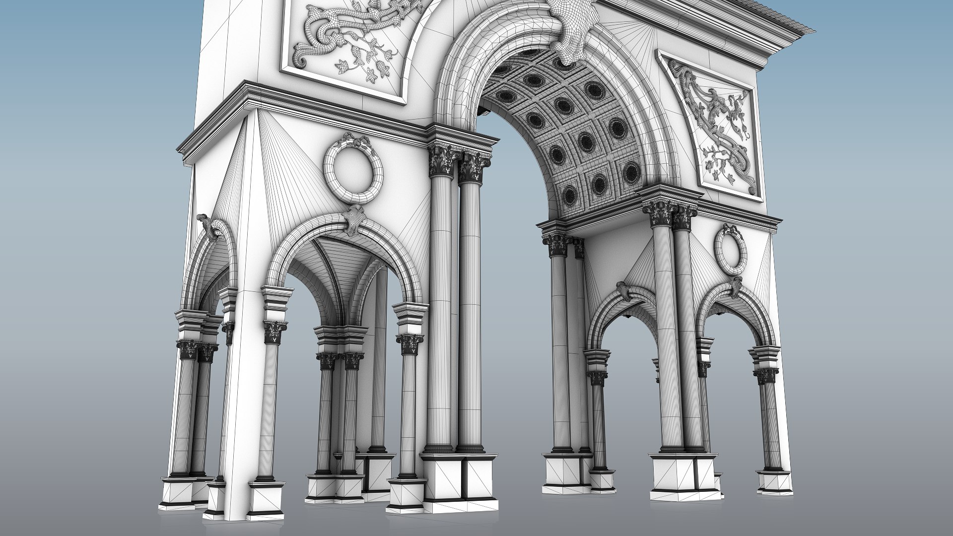 Classic Arch Gate With Pediment Entrance 3D - TurboSquid 2295935