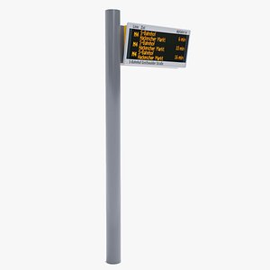 3D German Berlin Bus Stop Timetable Pole