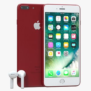 3d iphone 7 red airpods model