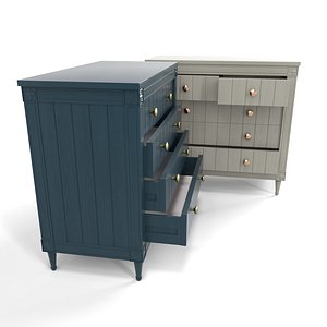 3D model bourbon vintage chest drawers