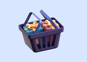 3D Cart Shopping with Gift 3D Illustration