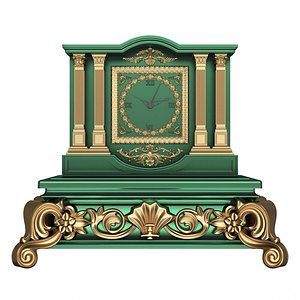 Casket Clock Carved 03 Green 3D model