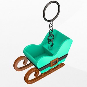 Mini Christmas Sleigh Keychain 0202 3D model