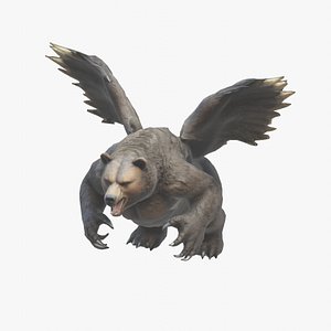 Ferocious Winged Bear Modello 3D Creature Mitologica 3D