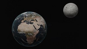 Photorealistic Earth with Moon