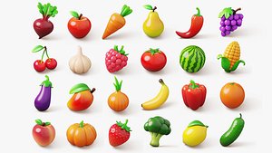 Stylized Fruits and Vegetables Pack 3D model