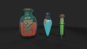 Stylized Alchemist Flasks 2 model