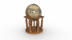 Globe world map PBR low-poly 3D