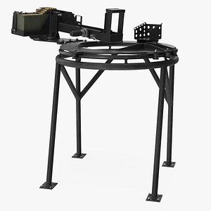 Vehicle Mounted Machine Gun Ring Mount Rigged 3D model