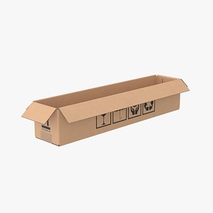 Cardboard Box 50x10x10 Open 3D model