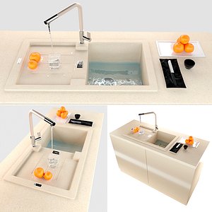 3D kitchen sink franke sakhara model