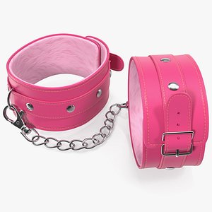 Pink Leather Wrist Cuffs