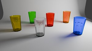 3D Colored water glass collection model