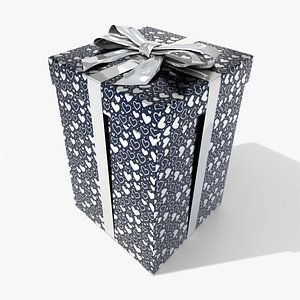 3D Gift Box - Tall Regular with Glossy Tied Ribbon Bow model