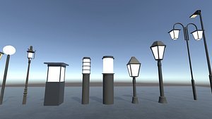 3D Street Lamp Models Collection  High Poly Game-Ready Assets 3D model