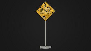 shooted old road sign 3D model