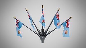 Wall Mount Flags 5 Of Fiji 3D model