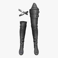 Above Knee High Heels Lether Boots With Thigh Bands