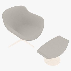 3D model Cassina 277-22 Auckland Arm Chair and 277-42 Auckland Ottoman Snowy Fabric White Body