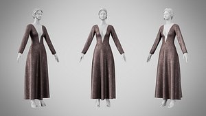 Dress 35 Grey Velvet With Design