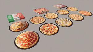 3D model Pizza Pack  10  Pizza Variations plus Pizza Boxes
