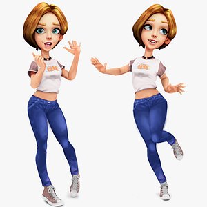 Cartoon Girl Rigged